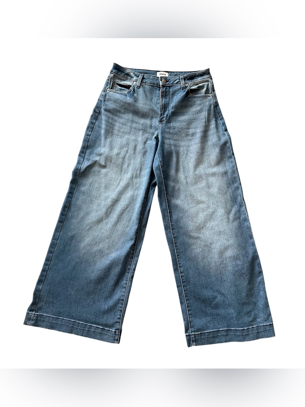 12 Sonoma wide leg blue jeans denim kohls light faded y2k